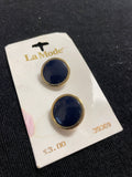 Buttons Plastic Set of 2 Vintage - Navy Blue with Gold-Tone Edge