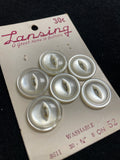 Buttons Clay Set of 6 or 7 Vintage - Pearlescent White with Marquise
