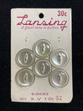 Buttons Clay Set of 6 or 7 Vintage - Pearlescent White with Marquise