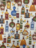 3 YD Quilting Cotton - Tequila Bottles on Off White
