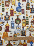 3 YD Quilting Cotton - Tequila Bottles on Off White