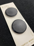 Buttons Plastic Set of 2 Vintage - Matte Black with Shiny Edge