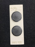 Buttons Plastic Set of 2 Vintage - Matte Black with Shiny Edge