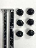 Buttons Glass Set of 6 Vintage - Black Faceted Domes
