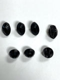 Buttons Glass Set of 7 Vintage - Black Faceted Domes and Marquise