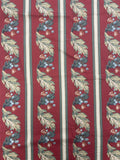 7/8 YD Cotton Duck Remnant - Stripes in Reds, Beige and Green with Leaves, Acorns and Berries