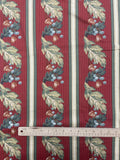 7/8 YD Cotton Duck Remnant - Stripes in Reds, Beige and Green with Leaves, Acorns and Berries