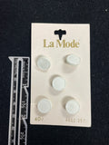 Buttons Plastic Set of 5 Vintage - White with Relief Dots on Top