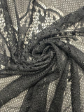 2 YD Polyester Knit Floral Lace - Black