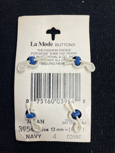 Buttons Plastic Set of 4 Vintage - Dark Blue Domes