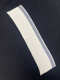 Poly/Cotton Ribbed Collar Vintage - Off White with Stripes of Green or Navy Blue