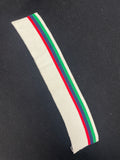 Poly/Cotton Ribbed Collar Vintage - Off White with Stripes of Red, Navy Blue, Green, and White, and Gray