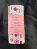 3 YD Polyester Printed Grosgrain Ribbon - White with Pink Flowers and Cupcakes