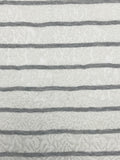 1 YD Poly Blend Floral Knit - Off White with Heather Gray Stripes