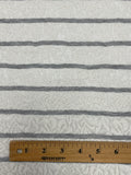 1 YD Poly Blend Floral Knit - Off White with Heather Gray Stripes