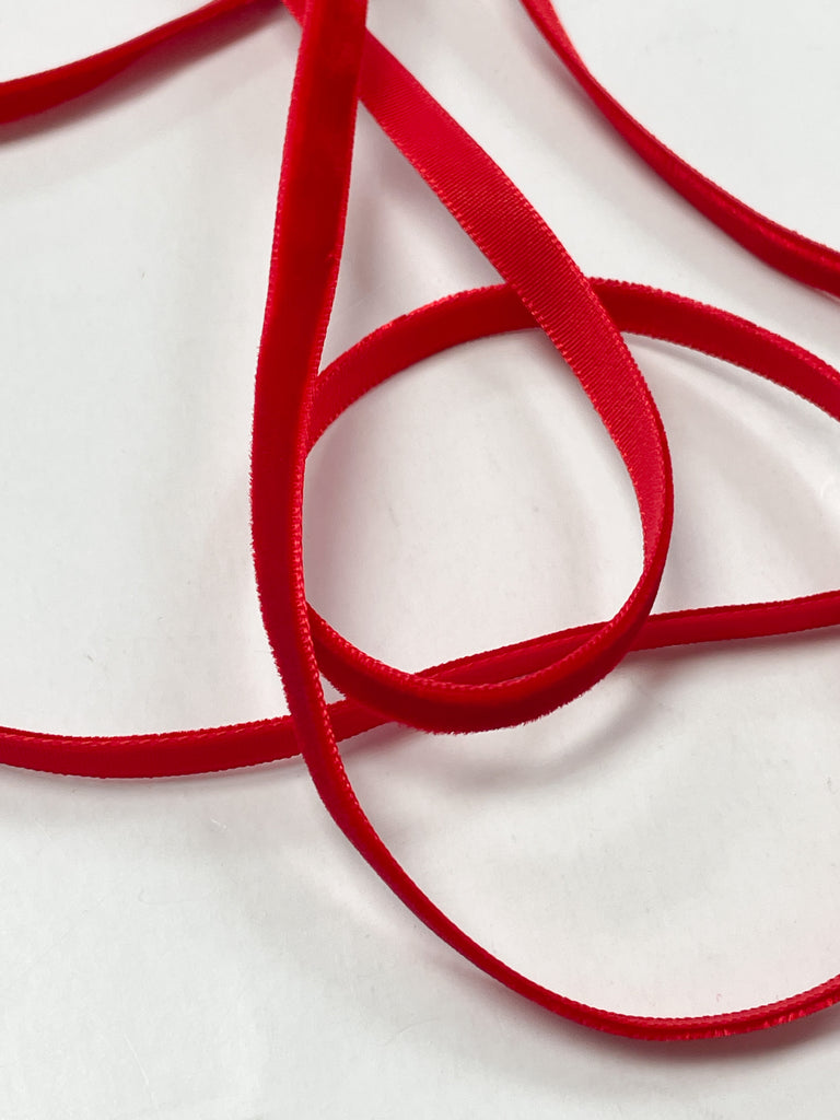 Nylon Velvet Ribbon By-the-Yard - Red – Lucky DeLuxe Fabrics