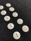 Buttons Plastic Set of 9 or 10 - Shiny White