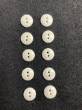 Buttons Plastic Set of 9 or 10 - Shiny White