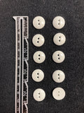 Buttons Plastic Set of 9 or 10 - Shiny White