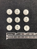 Buttons Plastic Set of 9 or 10 - Shiny White