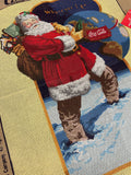 1994 Needlepoint Hand-Painted Canvas Vintage - Coca-Cola Santa Claus with Globe