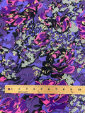 Polyester Vintage - Abstract Hot Pink and Purple Flowers with Gray/Black/Purple Background