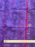 1 7/8 YD Cotton Hand-Dyed Batik - Mottled Purples with Pink Borders
