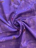 1 7/8 YD Cotton Hand-Dyed Batik - Mottled Purples with Light Purple Designs