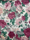 Poly/Cotton Vintage - Burgundy and Mauve Roses on Off White