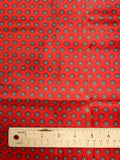 2 3/8 YD Polyester Lining Vintage - Tomato Red with Small Gray Flowers