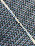 2 3/4 YD Quilting Cotton - Purple, Green, and Blue on Black with Metallic Silver Accents