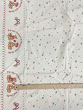 1995 2 1/2 YD Quilting Cotton Vintage - Off White with Teddy Bears, Holly, Hearts and 2 Borders