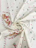 1995 2 1/2 YD Quilting Cotton Vintage - Off White with Teddy Bears, Holly, Hearts and 2 Borders