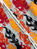 1 5/8 YD Cotton Flannel - Red and Orange Flames with Electric Guitars on Gray