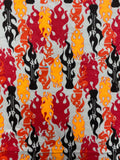 1 5/8 YD Cotton Flannel - Red and Orange Flames with Electric Guitars on Gray