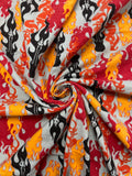 1 5/8 YD Cotton Flannel - Red and Orange Flames with Electric Guitars on Gray