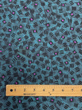 Polyester Vintage - Teal Green with Black and Hot Pink