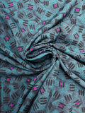 Polyester Vintage - Teal Green with Black and Hot Pink