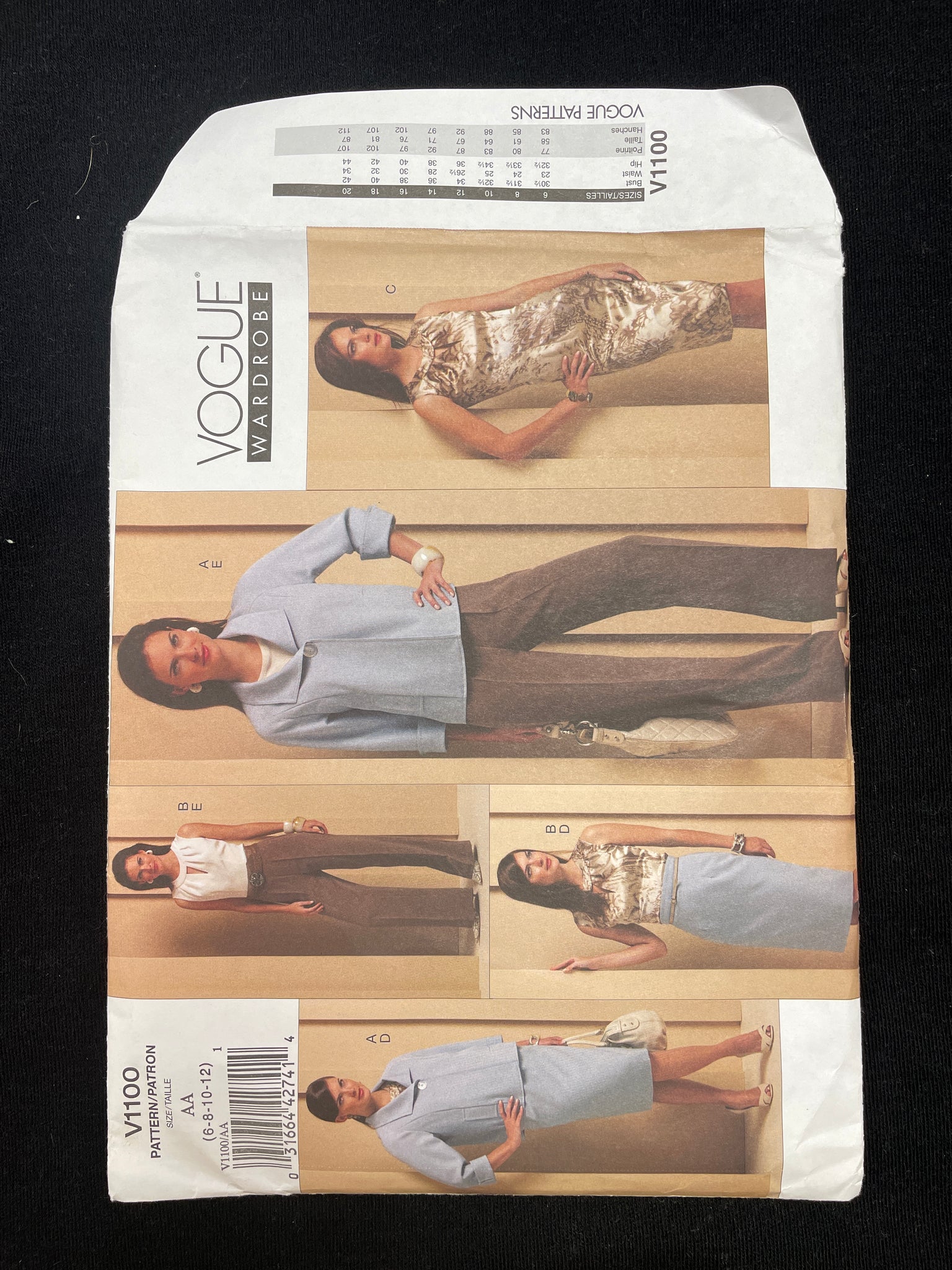 2009 Vogue 1100 Sewing Pattern - Jacket, Top, Dress, Skirt and Pants FACTORY FOLDED