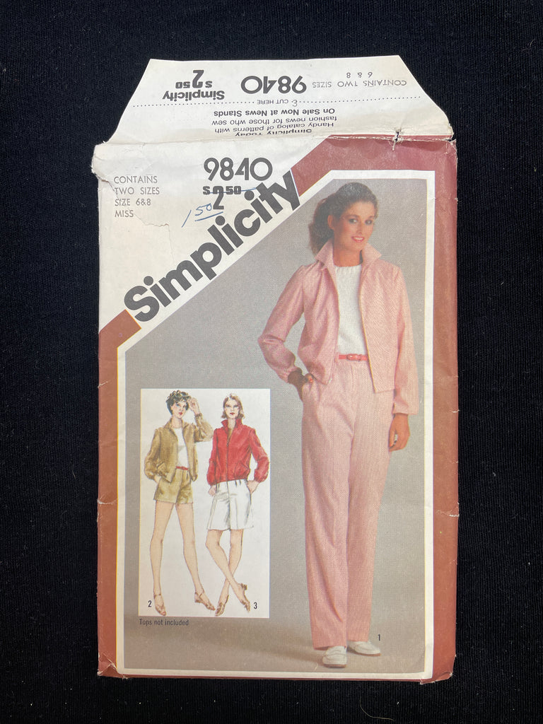 1980 Simplicity 9840 Sewing Pattern - Culottes, Pants, Shorts and Jack ...