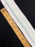 1 1/8  YD Cotton Ribbed Trim Vintage - White with Turquoise and Pink Zig Zig Stripes