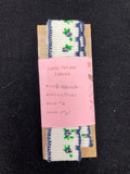 1/2 YD Cotton Ribbed Trim Vintage - White with Navy Blue Flowers and Scallops