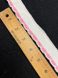 1/2 YD Cotton Ribbed Trim Vintage - White with Pink Scallops