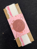 1/2 YD Cotton Ribbed Trim Vintage - White with Pink Scallops