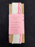1/2 YD Cotton Ribbed Trim Vintage - White with Pink Scallops