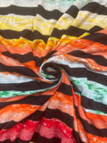 Poly/Cotton Knit - Multi Mottled Colors with Black Stripes