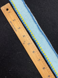 1 YD Cotton Ribbed Trim Vintage - Blue and White with Yellow Accents and Blue Scallops