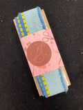 1 YD Cotton Ribbed Trim Vintage - Blue and White with Yellow Accents and Blue Scallops