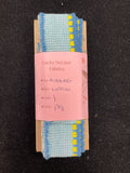 1 YD Cotton Ribbed Trim Vintage - Blue and White with Yellow Accents and Blue Scallops