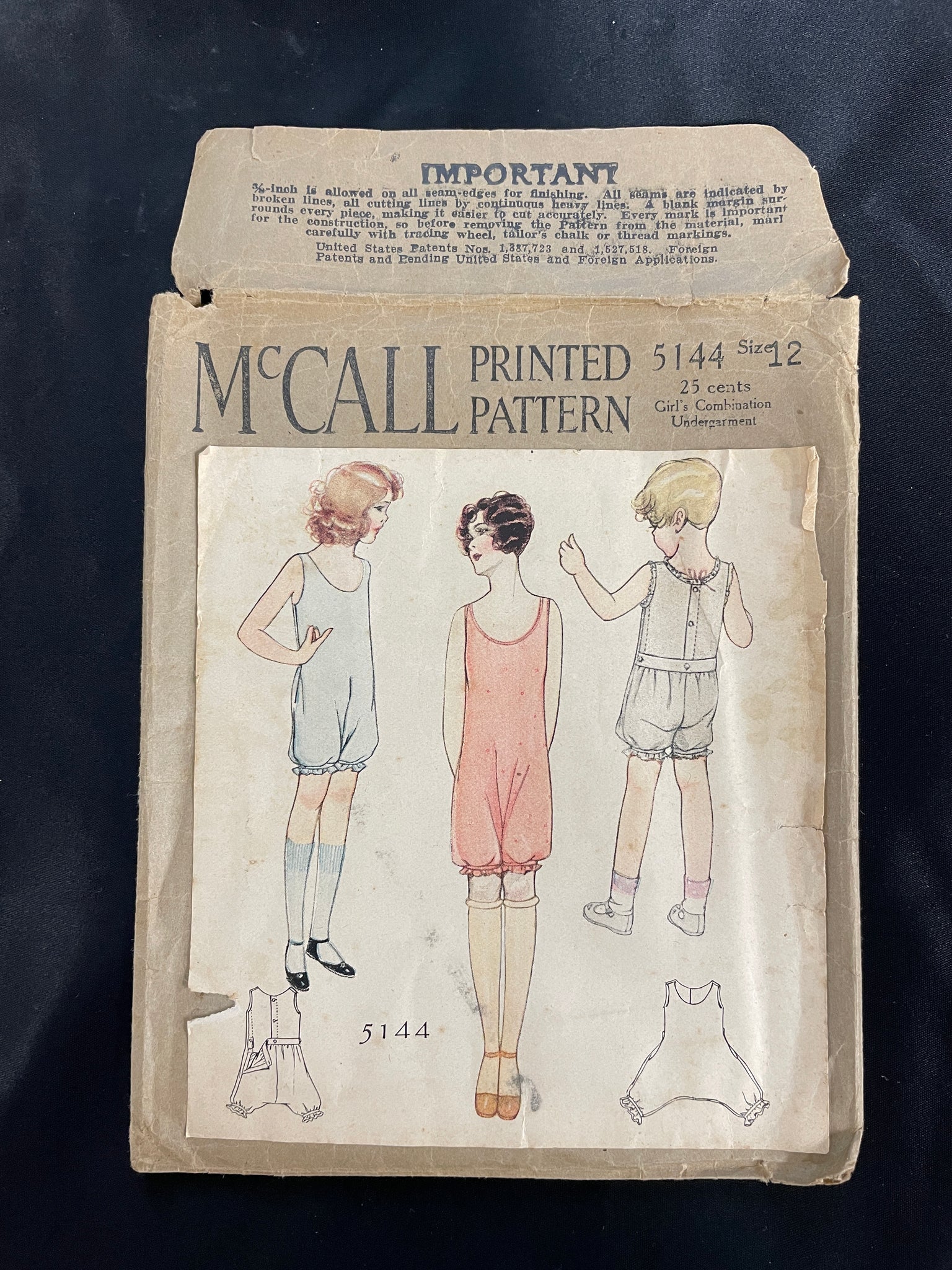 1920's McCall 5144 Pattern - Girl's Combination Underwear